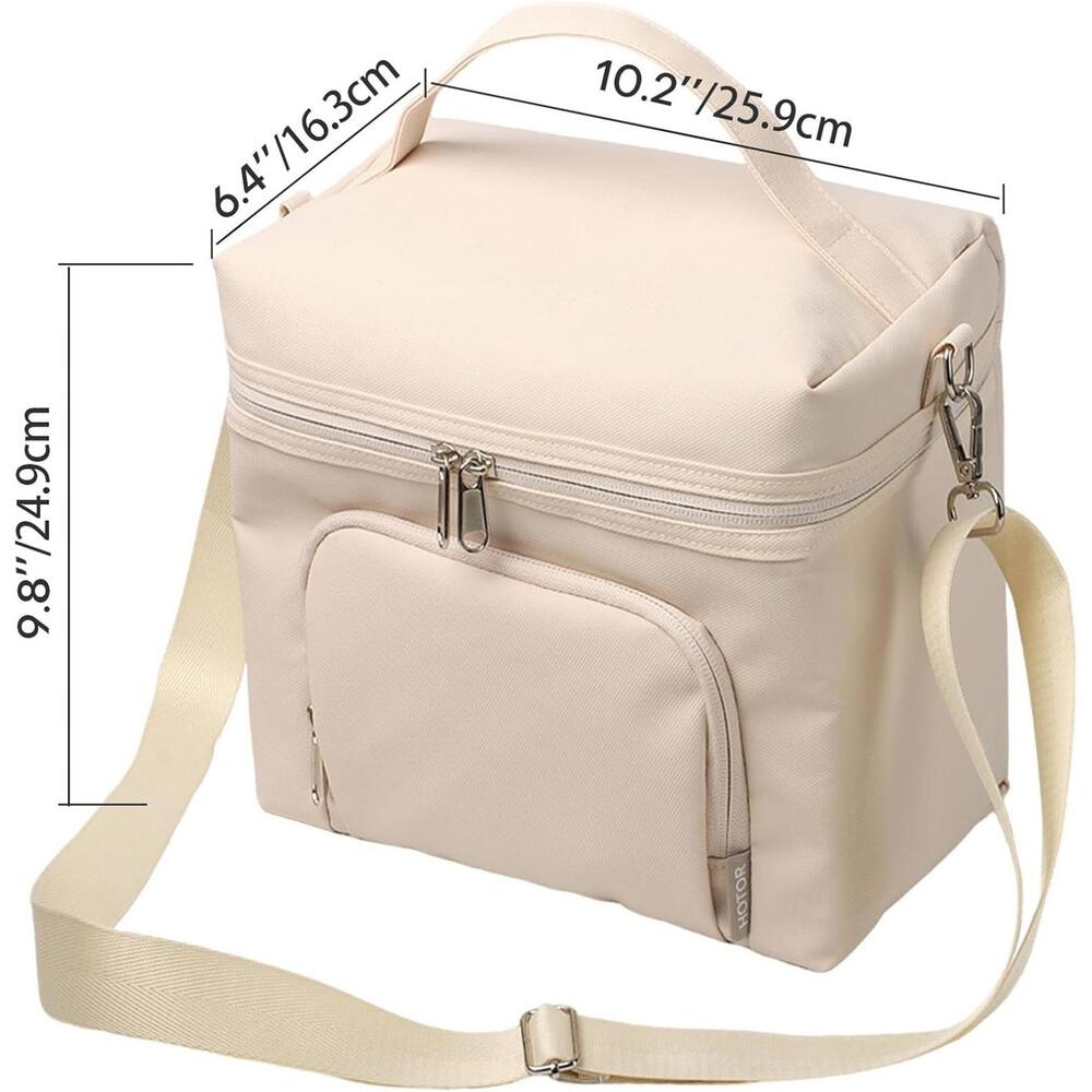 Beige Lunch Box / Lunch Bag for Women – Front Pocket & Carry Strap